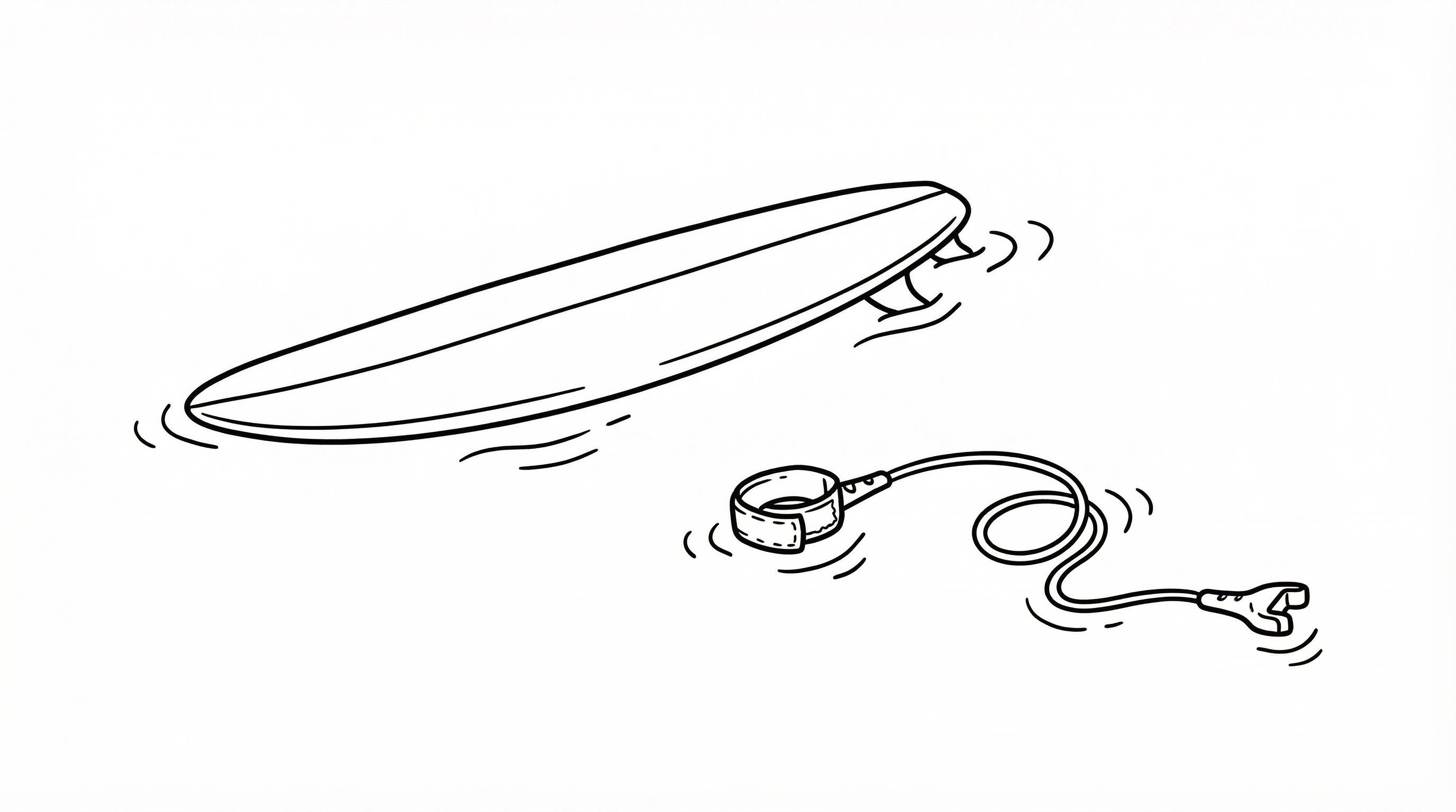 Surfboard with detached leash